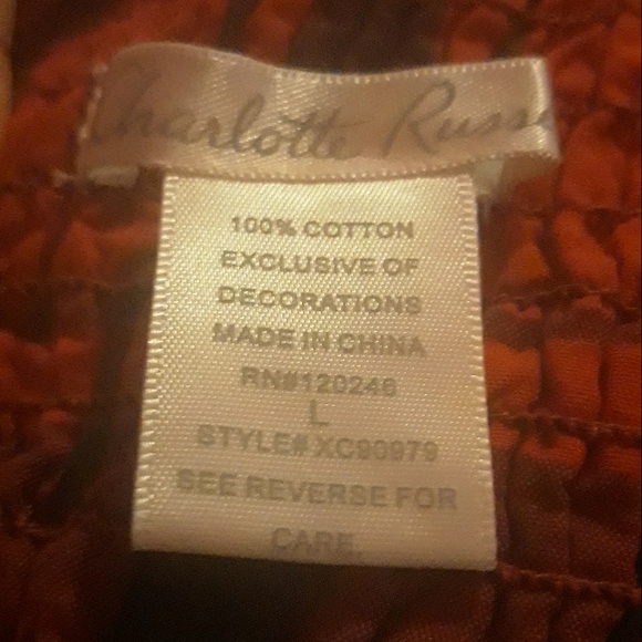 DONATED 6/30/2024 - Charlotte Russe Large Plaid Red Top - Picture 5 of 5